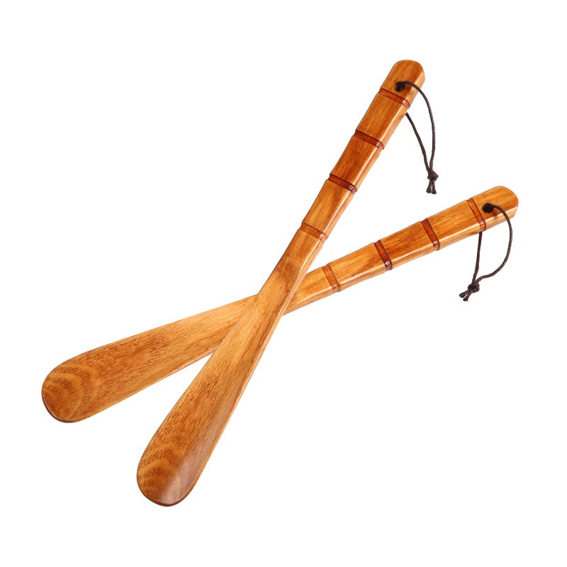 WLMALL Premium Wooden Shoe Horn, 2 PCS Shoehorns Durable, 13" Long Handle Shoe horns, Lazy Shoe Helper Spoons for Seniors, Kids, Pregnancy, Men, Women - Image 1
